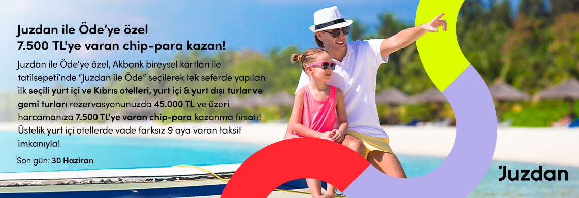 Kampanya Seçili Otel Ve Turlarda Geçerlidir. Juzdan İle Ödeme Yapabilmek İçin Juzdan Uygulamasının Güncel Versiyonunun Yüklü Olması Gerekmektedir.